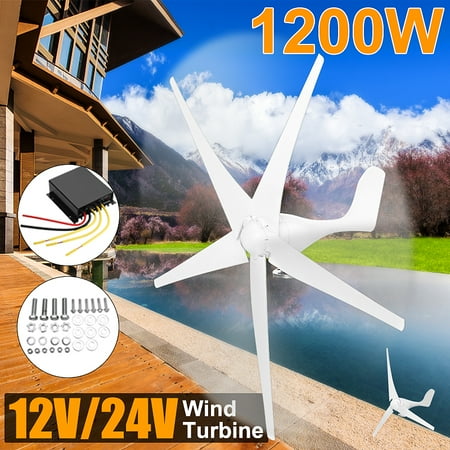 Wind Generators For Home Use 1200W Wind Turbine Generator 12-24V 5 Blades (Diameter of the wind wheel is 1.4m) With Control ()