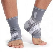 NeoTech Care Adjustable Ankle Support Brace, Gray (Size M, 1 Pair)