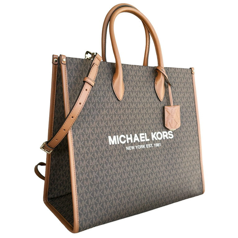Michael Kors Mirella Large Tote Crossbody Bag Brown MK Signature