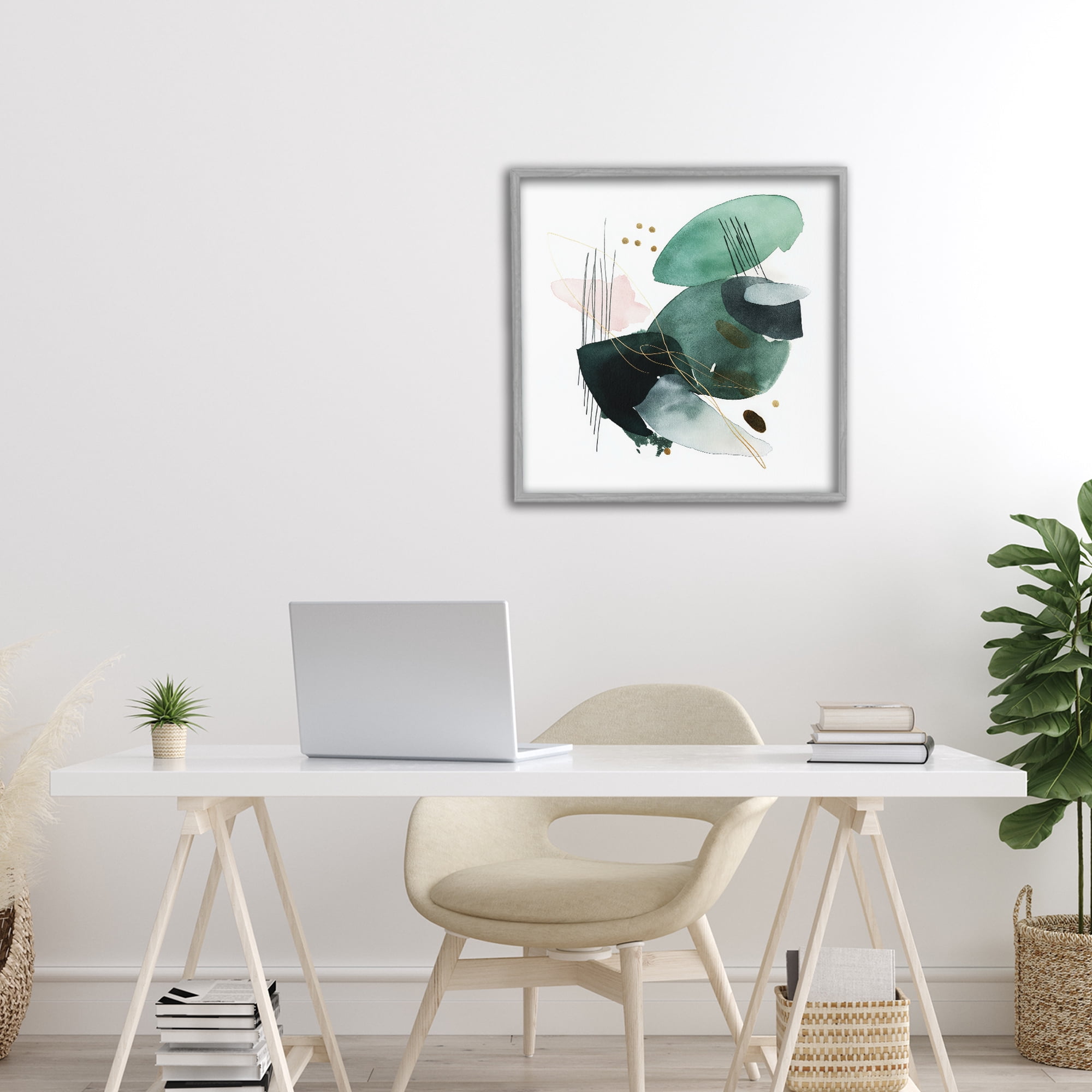 Stupell Industries Verdant Horizon Shapes Gray Framed Giclee Art, design by Svetlana Aleynikova