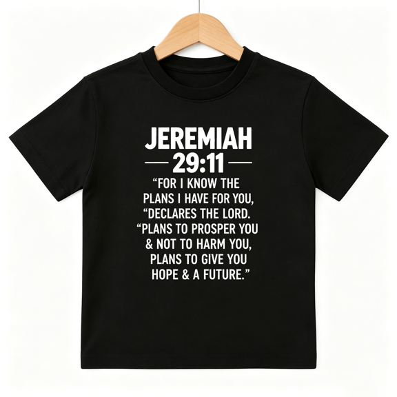 Jeremiah 29 11 Bible Verse Boys Graphic Tee, Retro Christian Faith 100% Cotton Kids Short Sleeve T-Shirt 4-13Y