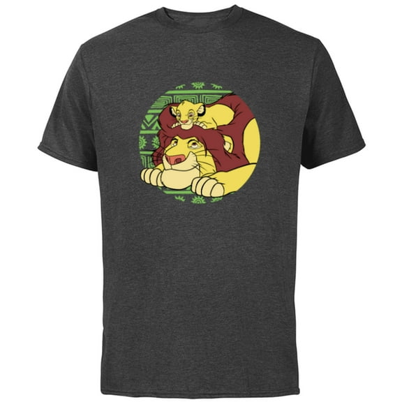 Disney The Lion King 30th Anniversary Mufasa & Simba Retro - Short Sleeve Cotton T-Shirt for Adults - Customized-Charcoal