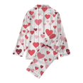thumbnail image 3 of Valentine's Day Womens Pajama Set Pink Heart Printed Button Up Pajama Set Long Sleeve Shirt and Pajama Pants Lounge Sets, 3 of 3