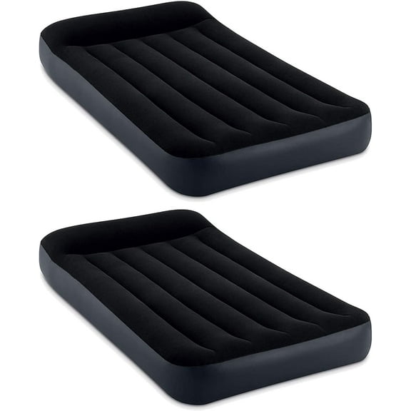 SSyao Dura Beam Pillow Rest Classic Inflatable Blow Up Mattress Air Bed with Internal Built in Pump, Twin (2 Pack)