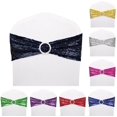 thumbnail image 2 of 10 PCS Stretch Sequin Chair Sashes Chair Stretchy Spandex Bands for Wedding Reception Events Banquets Chairs Decoration (Navy), 2 of 4