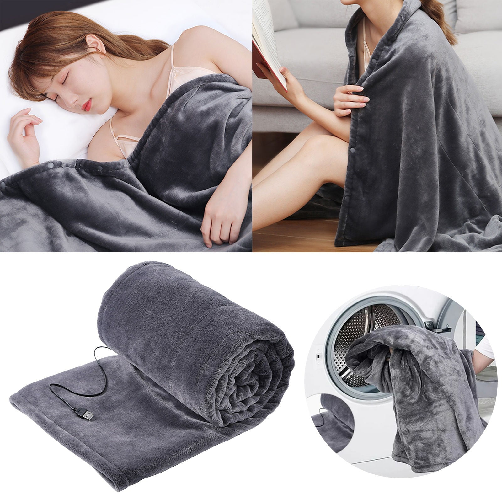 Heated Throw Blanket With Sleeves Electric Snuggle Blanket Snuggie Sherpa-  The Improved Wearable Blanket That Has, image size:1600x1600