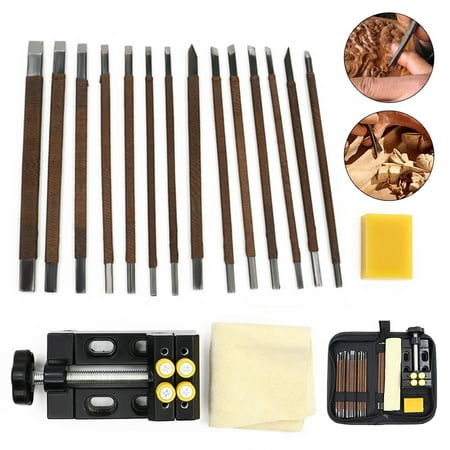 Carving Letters In Stone And Wood 18in1 Manual carving knife Craft Tool Kit Wood Steel Stone Carving Engraving Chisels Knife Gravers with Storage Bag ()
