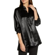 Anne Klein Women's High Low Liquid Satin Tunic Size Black Size Medium