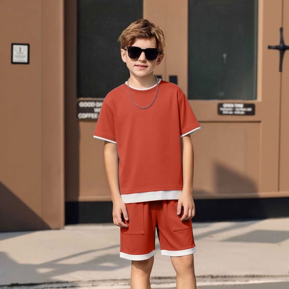 MEZZALL Child Boys Casual Outfit Sets Soft Comfortable Two Piece Tops Pants Kids Playwear And Daily Wear O-Neck Relaxed Fit Toddler Clothing Sets