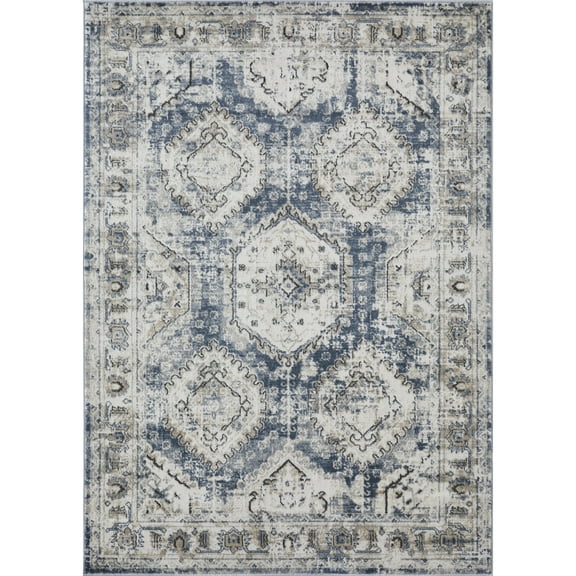 Loomaknoti Kehleigh Auborn 5' x 7' Blue Oriental Indoor Area Rug