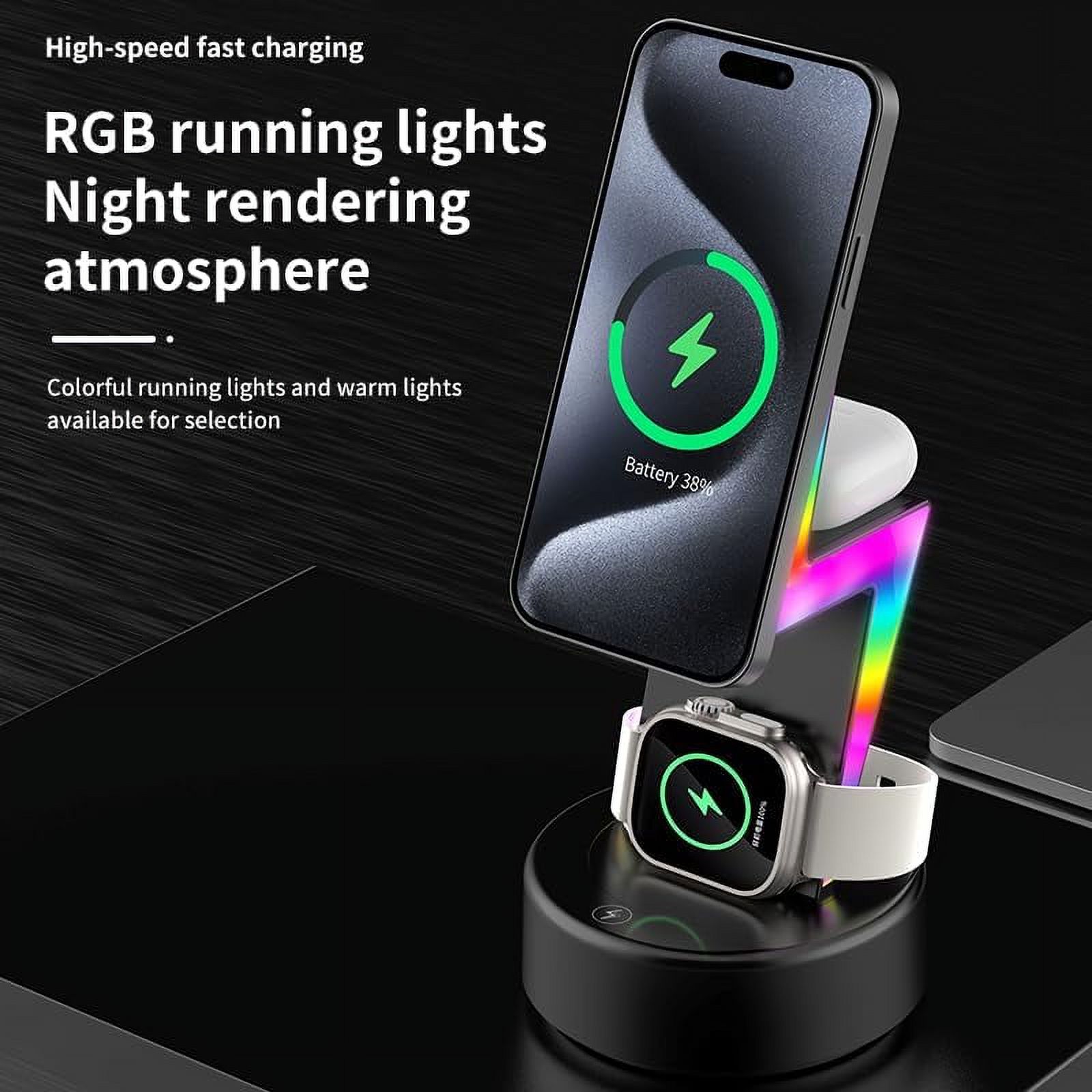 15W wireless magnetic fast charging dock for iPhone 15 14 13 12 11 X Pro Max Apple Watch Series 9 8 Ultra 7 6 SE 5 4 3 QI AirPods3/2/1/Pro