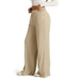 thumbnail image 3 of Wide Leg Sweatpants Female Baggy Drawstring Elastic High Waisted Palazzo Lounge Pants Khaki M, 3 of 5