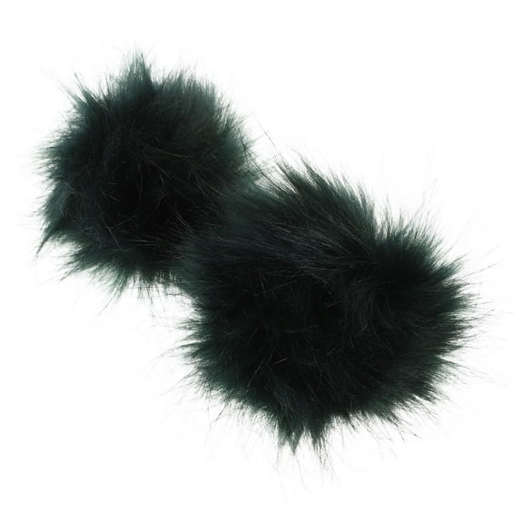 Soimiss 2Pcs Dark Green Faux Pom Poms for Hat Accessories Easy to Attach