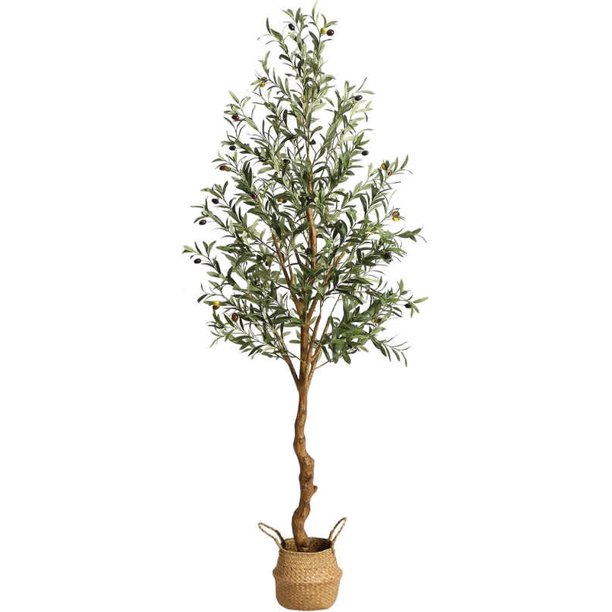 6ft+ straw pot artificial olive trees con natural wood trunk y lifelike fruits. imitation silk olive trees ideal para para home, oficina, y sala de estar decoration