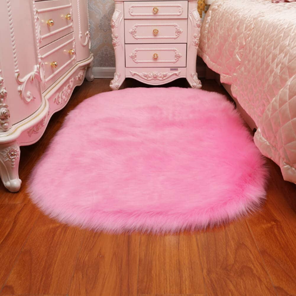 Sheepskin 19V78 Oval Rugs for Bedroom Bedside Living Room Carpet