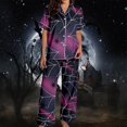 thumbnail image 2 of Lounge Sets for Women BWASD Cozy Satin Printed Pajama Set Short Sleeve Top and Pants Home Wear Sleepwear Halloween Autumn Holiday Night for Halloween Funny Gift XL, 2 of 7