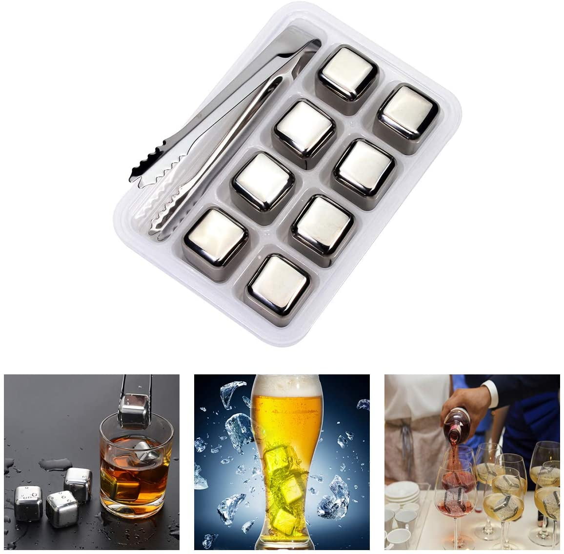 Stainless Metal Ice Cubes Reusable Whiskey Stones Beverage Cooler Drink jin Stainless Metal Ice Cubes Reusable Whiskey Stones Beverage Cooler Drink jin