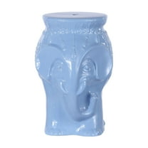 JONATHAN Y Orla 18.5" Modern Bohemian Elephant Ceramic Garden Stool, Blue