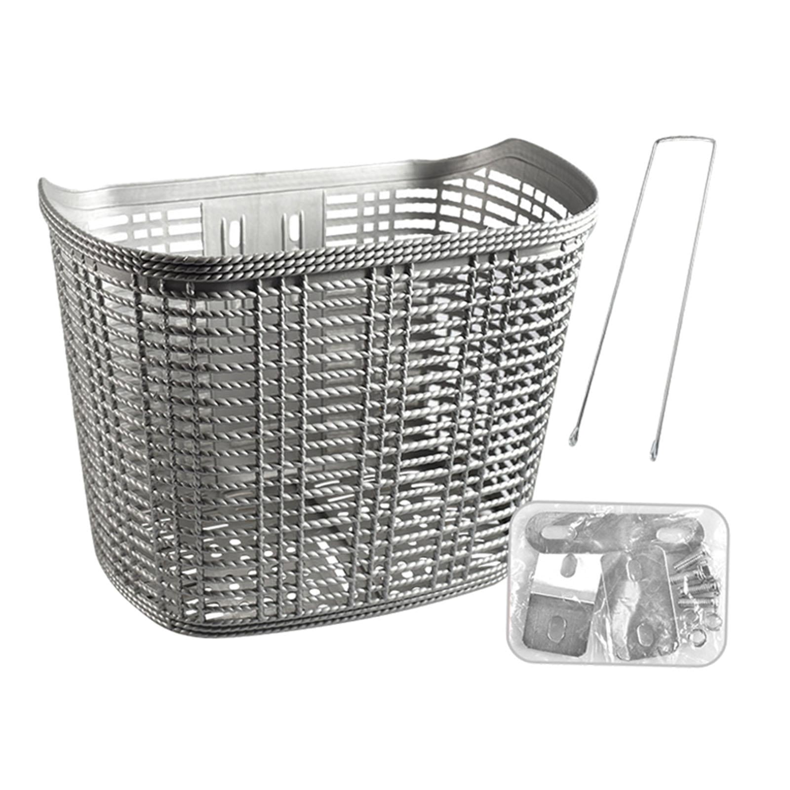 harayaa Bicycle Basket Storage Basket Lightweight Large Capacity Front Frame Bike Basket Gray and Long strut