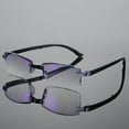 thumbnail image 1 of Gafas de lectura sin montura con borde de diamante, antiazul, de una sola pieza, gafas de lectura para hombre, de metal, 1 of 4