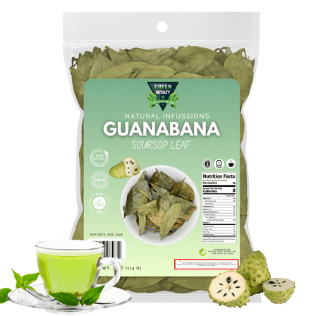Green Royalty Hojas de Guanábana (Soursop Leaf) – 100% Natural Loose Herbal Leaves for Tea, 4 oz