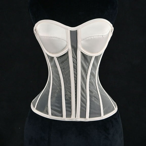 Qulqfy Plus Size Corset for Women Lace Up Overbust Corset Soft Cup Boned Solid Strapless Corset Tops for Women