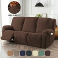 thumbnail image 3 of Lavish Cover Stretch Recliner Sofa Cover, Non-Slip Slipcovers for Recliner Sofa, Washable Furniture Protector with Pocket & Elastic Bottom for Kids Pets, 3 Seaters, Dark Coffee, 3 of 9