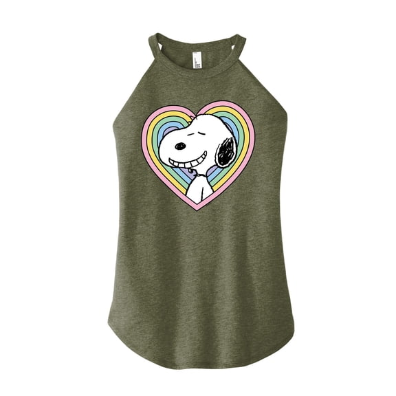 Peanuts - Snoopy Heart - Juniors High Neck Tank Top