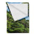 thumbnail image 2 of Peace Soft Flannel Fleece Throw Blanket, Stone Path in Japanese Garden Lake with Lotus Leaves Nature Scenery, Cozy Plush for Indoor and Outdoor Use, 50" x 60", Lime Green Sky Blue, by Ambesonne, 2 of 5