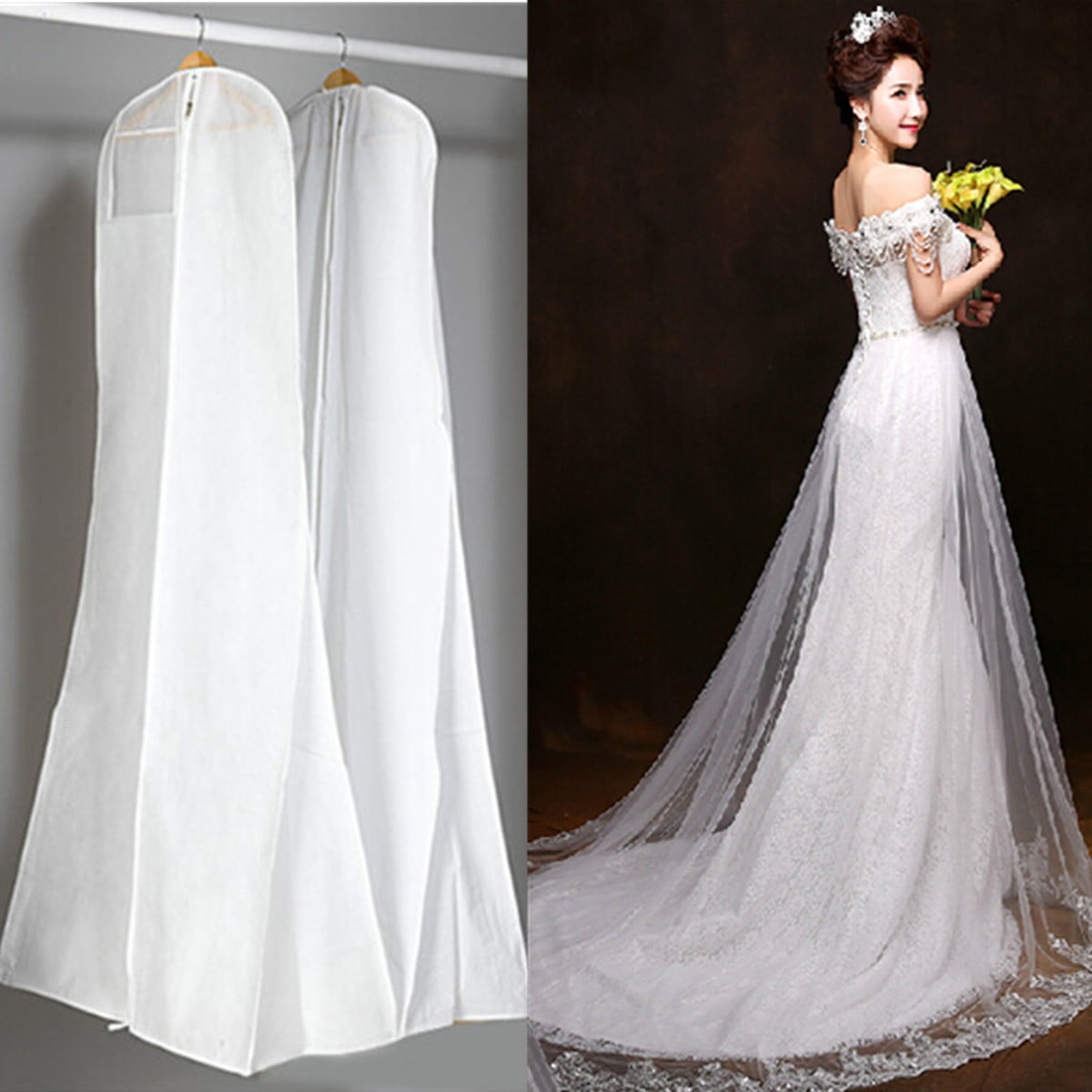 Large Bridal Gown Wedding Dress Storage Bag Breathable Garment Dust Proof Cover 