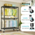 thumbnail image 6 of P3 Plus Rolling Clothes Rack, Clothing Racks for Hanging Clothes, Heavy Duty Garment Rack with Wheels, Freestanding Portable Closet Rack 45" W x 14" D x 78.5" H, Max Load 480 LBS, Black, 6 of 18