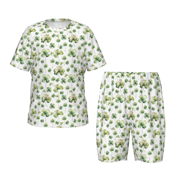 Balery St Patrick's Day3 Conjunto de Pijama Infantil de Manga Corta con Estampado – Ropa de Dormir de Algodón Suave-Large