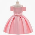 thumbnail image 4 of adviicd Girls Dress Sloping Shoulder Bridesmaid Wedding Princess Children's Bow Birthday Ball Party Show Evening Lavender, 4 of 5
