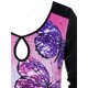 thumbnail image 3 of Más el tamaño del tinte del lazo de la mariposa Imprimir panel de encaje de Keyhole camiseta Rosegal Mangas largas de talla grande, 3 of 5