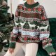 thumbnail image 3 of Femmes Tricots Chandail Coupe Ample Flocon De Neige Motif Cerf À Manches Longues Tenue Quotidienne FLhrweasw Nuevo, 3 of 7