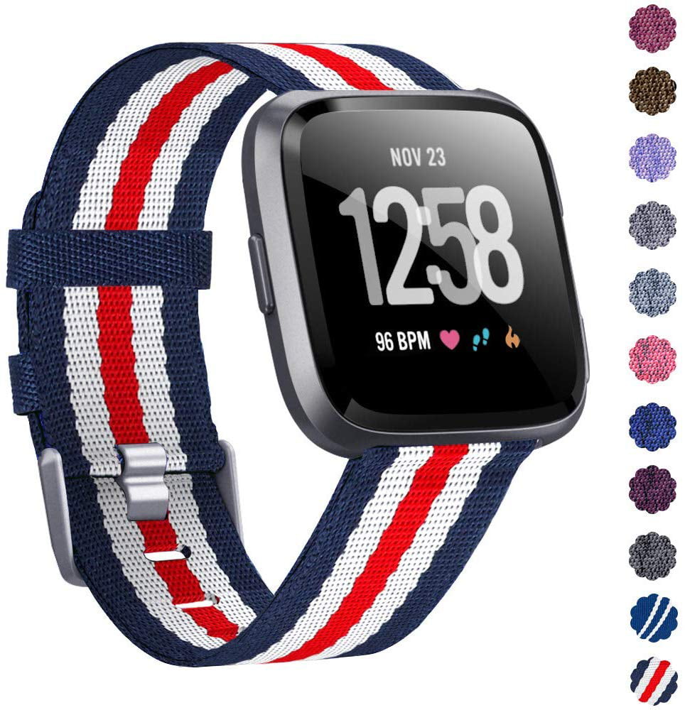 Woven Fabric Accessories Strap Wristband Replacement Women Men Compatible with Fitbit Versa 2 Smartwatch NANW Bands Compatible with Fitbit Versa/Versa 2 Versa Lite Edition Bands Small Large