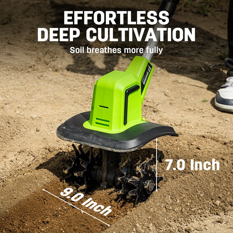 Steelite 21V Cordless Tiller Cultivator, 9-Inch, 2 Batteries photo 2