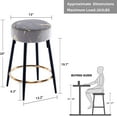 thumbnail image 3 of Duhome Elegant Lifestyle Velvet Counter Stools Set of 2, 24" Upholstered Bar Stools Round Kitchen Stools with Footrest Gray & Gold, 3 of 7