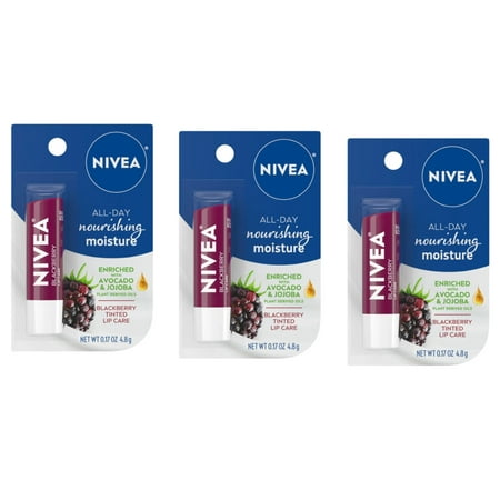 Nivea Blackberry Lip Care Tinted Lip Balm 0.17oz - Pack of 3