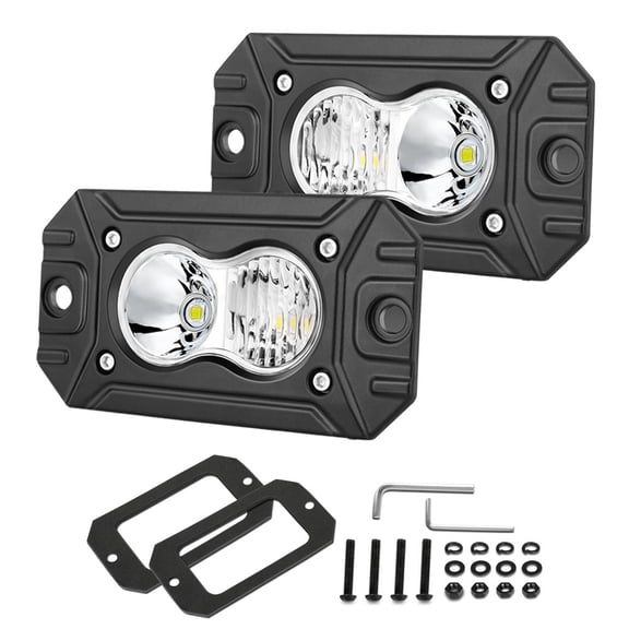 2x Flush Mount LED Work Light Pods 4inch 40W White Combo Beam Auxiliary Driving Light Backup Reverse Light