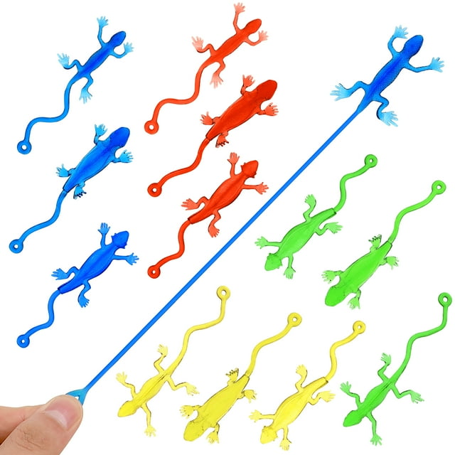 20 lagartijas adhesivas para niños, juguetes creativos y elásticos, divertidas lagartijas adhesivas (color aleatorio)