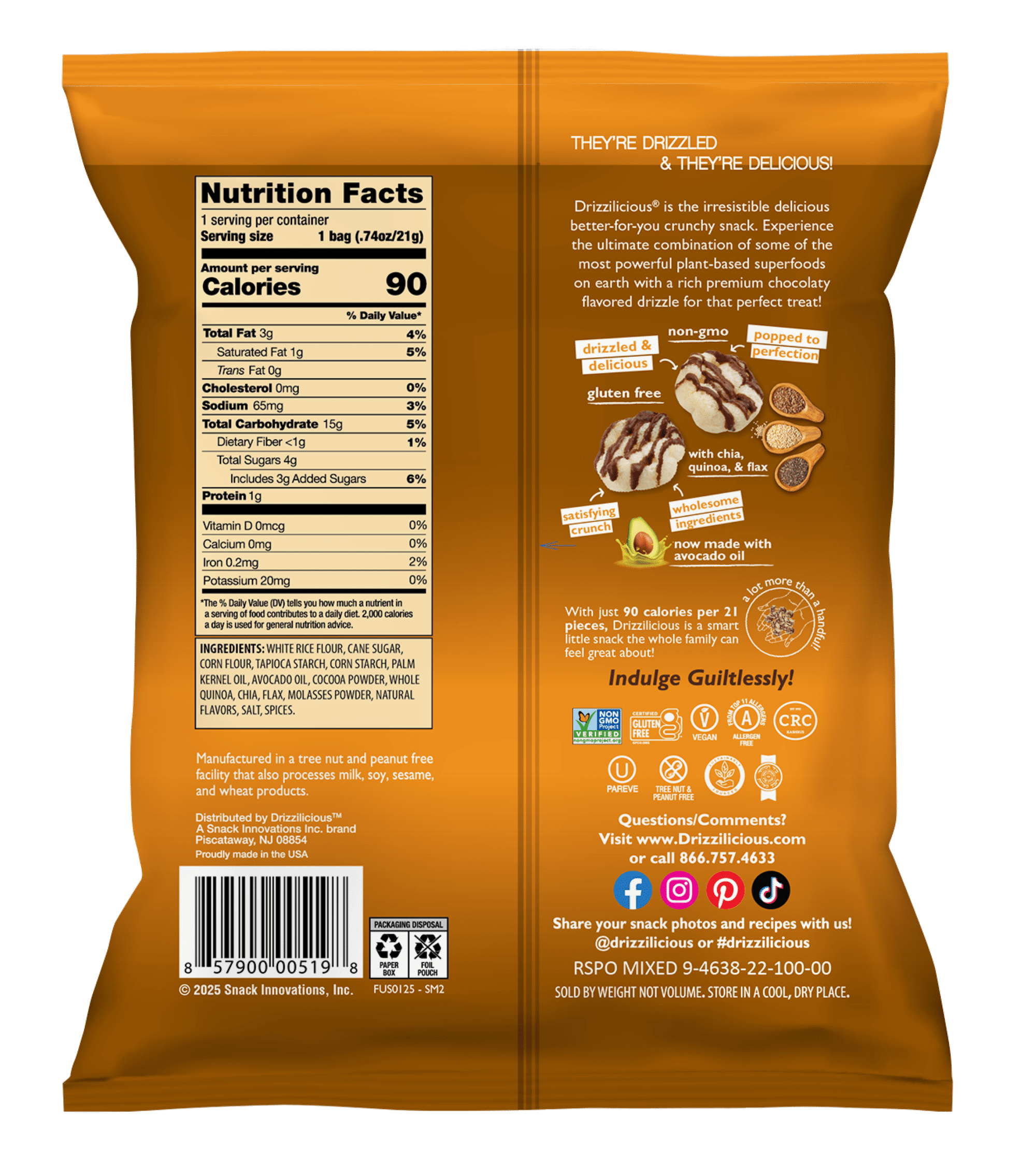 Drizzilicious S'mores Mini Rice Cake Gluten Free Bites, 0.74 oz