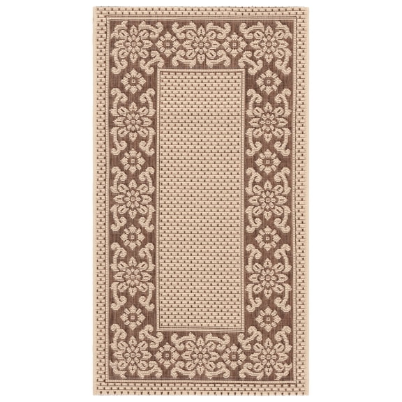 SAFAVIEH Courtyard Catherine Geometric Indoor/Outdoor Area Rug, Cream/Light Chocolate, 2' x 3'7"