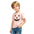 thumbnail image 2 of WOYY Halloween Graphic Tee for Boys Short Sleeve Crew Neck T-Shirt Kids Soft Top, Pink, 2 of 4