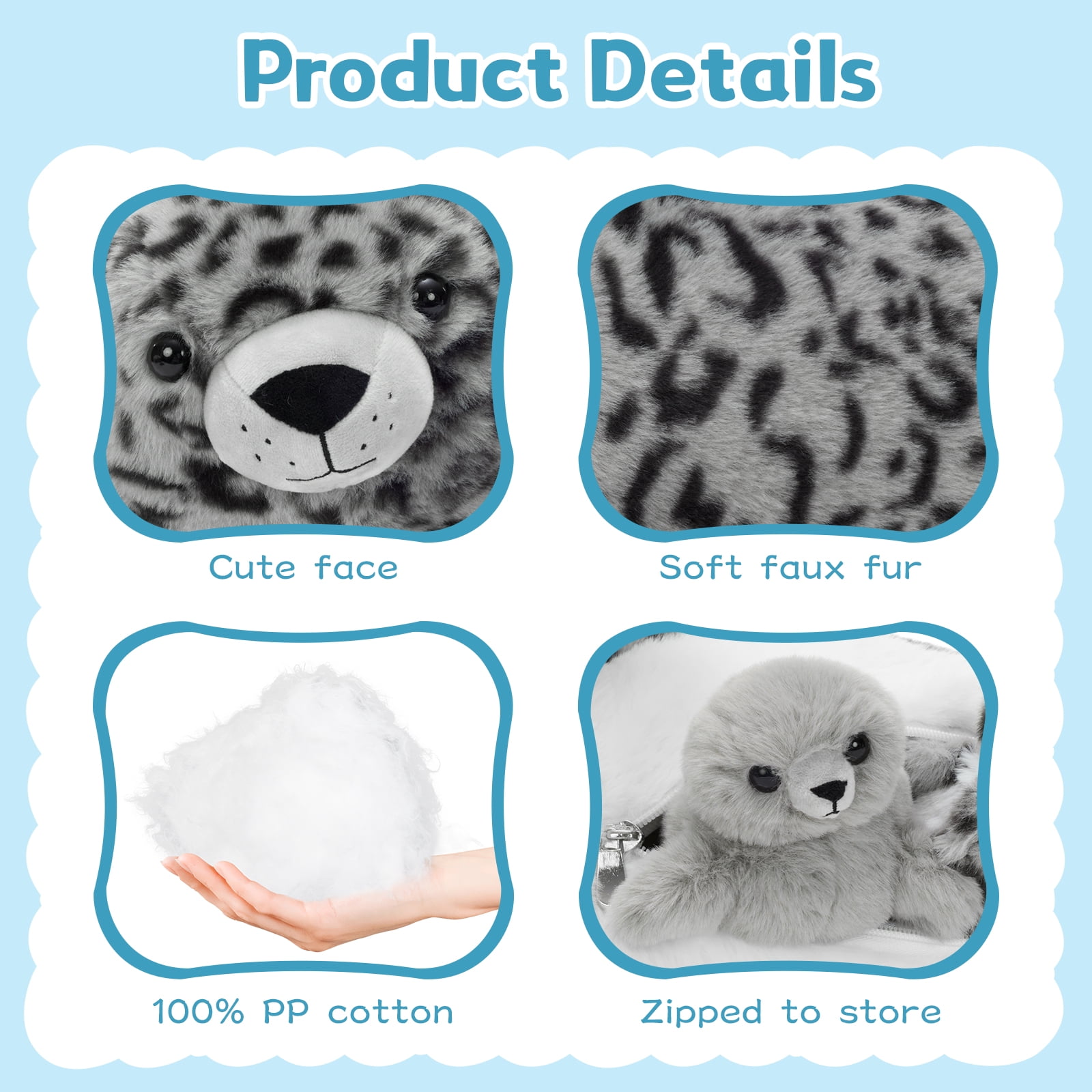 MaoGoLan 4 Pcs Seal Stuffed Animal 20" Mother Stuffed Seal Plush Set Toys with 3 Babies in Mom's Belly