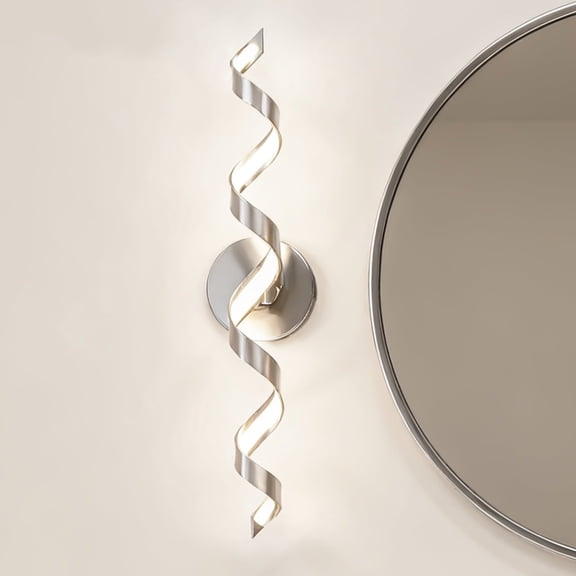 LIGHTINN 31 inch Bathroom Lighting Fixture With Spiral Design, 20W Modern Dimmable LED Bathroom Vanity Light Over Mirror, 4000K Brushed Nickel