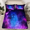 thumbnail image 2 of Purple Galaxy Bedding Set Full Teens Starry Sky Fitted Sheet Space Universe Star Design,Soft Breathable Microfiber Flat Sheet Home Decorative 4 Pcs Bedding Decor Set 2 Pillow Cases, 2 of 5