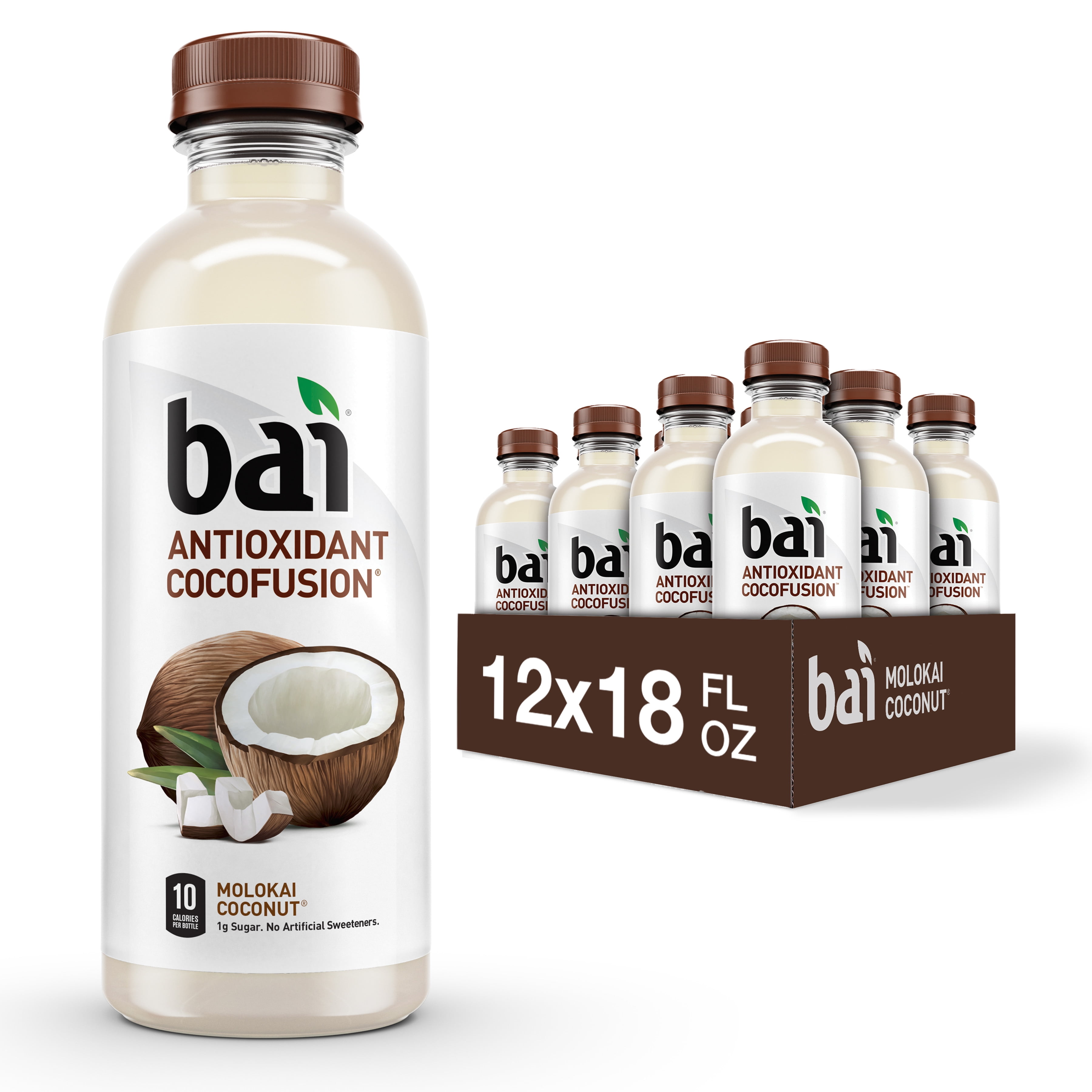 Bai Gluten-Free, Molokai Coconut, Antioxidant Infused Drink, 18 Fl Oz, 12 Pack Bottles