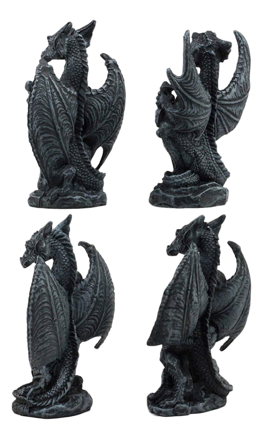 Faux Stone Fantasy Sentinel Guardian Dragons Statue Set Of 4 Dragon Miniatures