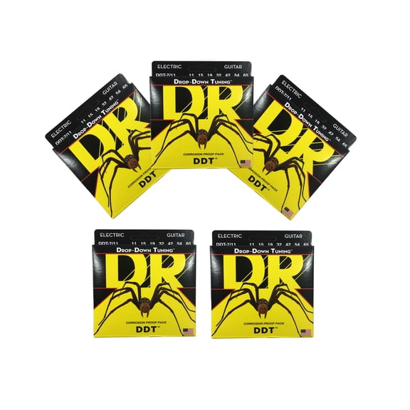 DR Guitar Strings Electric 5-Pack DDT 7-String Drop Down Tuning 11-65